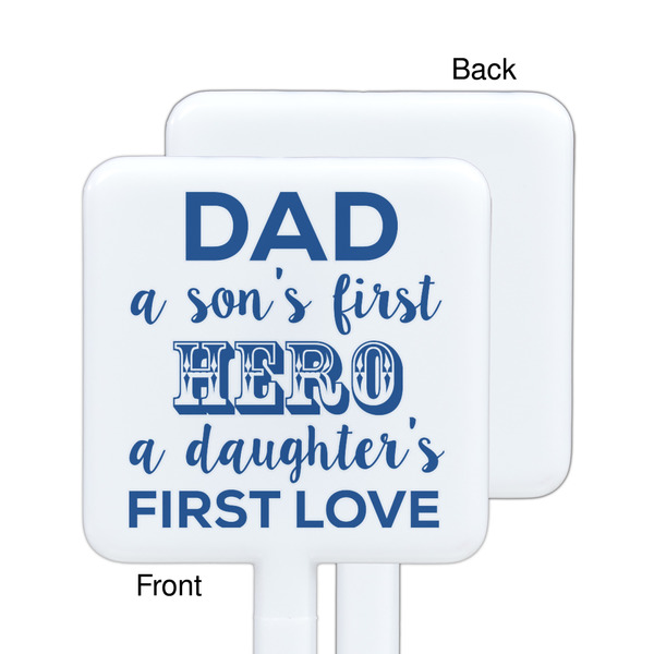 My Father My Hero White Plastic Stir Stick - Single Sided - Square - Approval