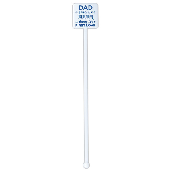 My Father My Hero White Plastic Stir Stick - Single Sided - Square - Single Stick