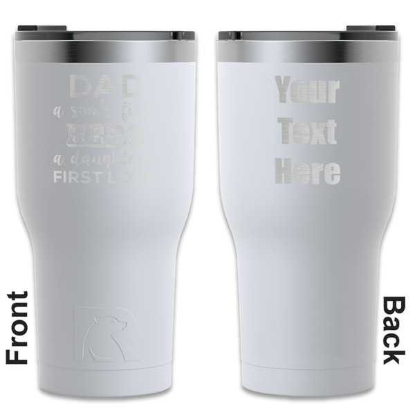 Custom My Father My Hero RTIC Tumbler - White - Engraved Front & Back (Personalized)