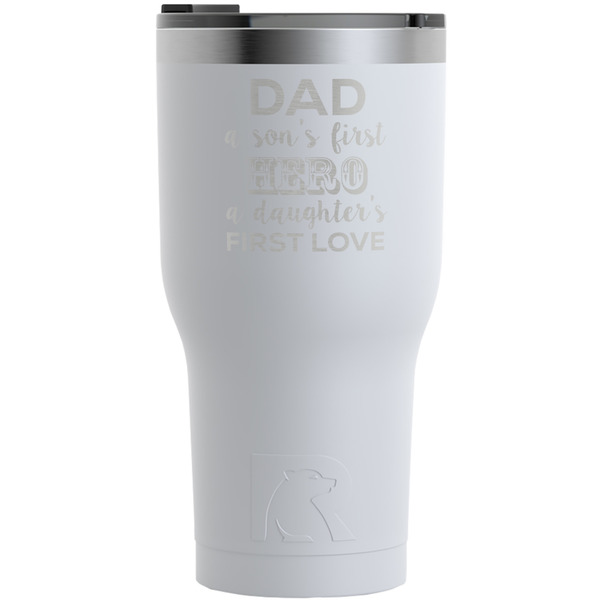 Custom My Father My Hero RTIC Tumbler - White - Engraved Front