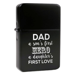 My Father My Hero Windproof Lighter - Black - Double Sided & Lid Engraved