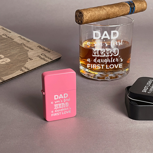 My Father My Hero Windproof Lighters - Pink - In Context
