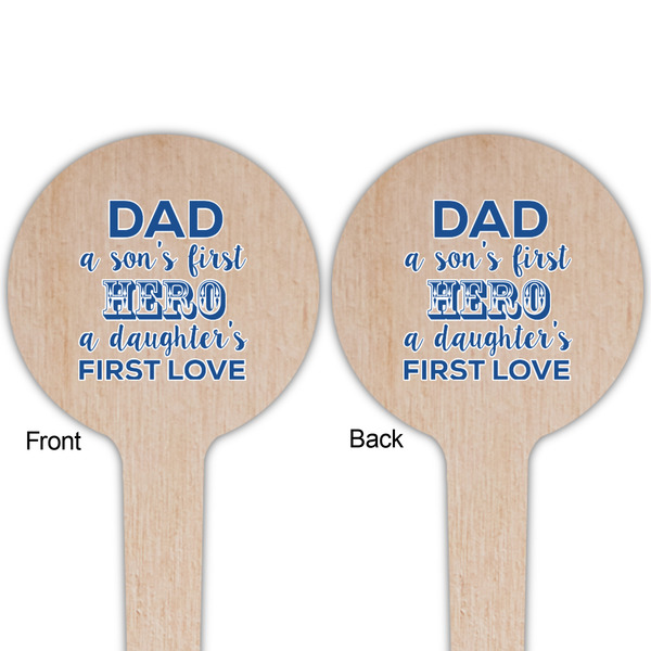 My Father My Hero Wooden 4" Food Pick - Round - Double Sided - Front & Back