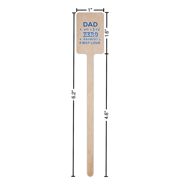 My Father My Hero Wooden 6.25" Stir Stick - Rectangular - Dimensions