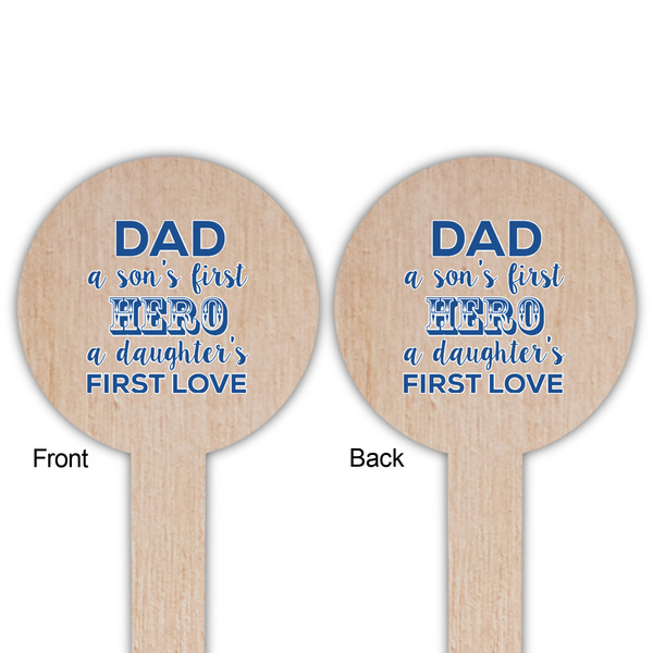 My Father My Hero Wooden 6" Food Pick - Round - Double Sided - Front & Back