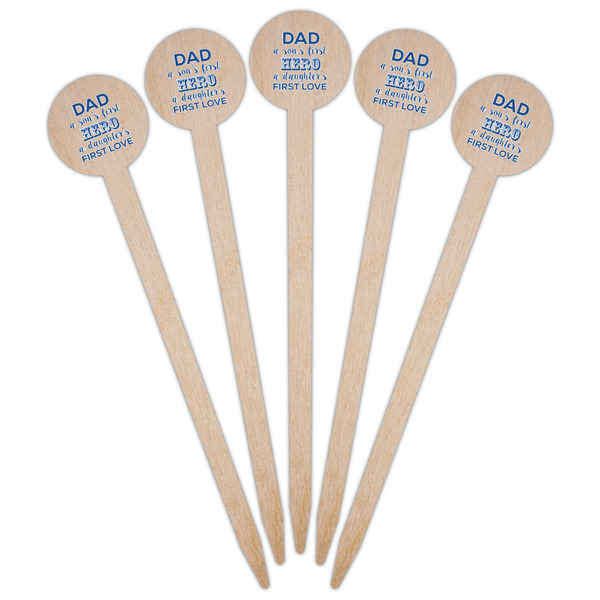 My Father My Hero Wooden 6" Food Pick - Round - Fan View