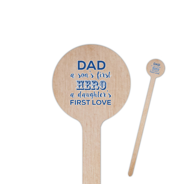 Custom My Father My Hero 7.5" Round Wooden Stir Sticks - Single Sided