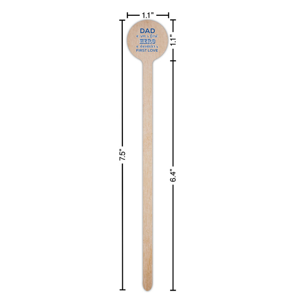 My Father My Hero Wooden 7.5" Stir Stick - Round - Dimensions