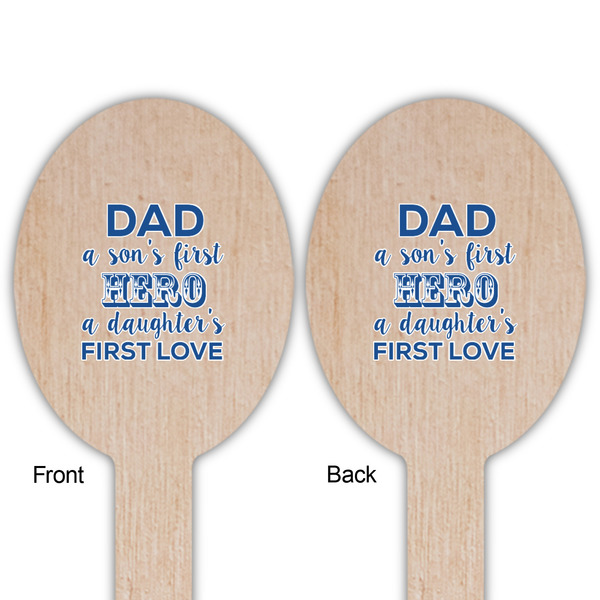 My Father My Hero Wooden Food Pick - Oval - Double Sided - Front & Back