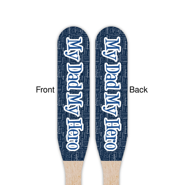 My Father My Hero Wooden Food Pick - Paddle - Double Sided - Front & Back