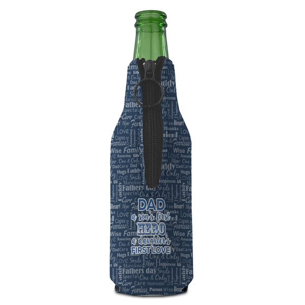 My Father My Hero Zipper Bottle Cooler - BACK (bottle)