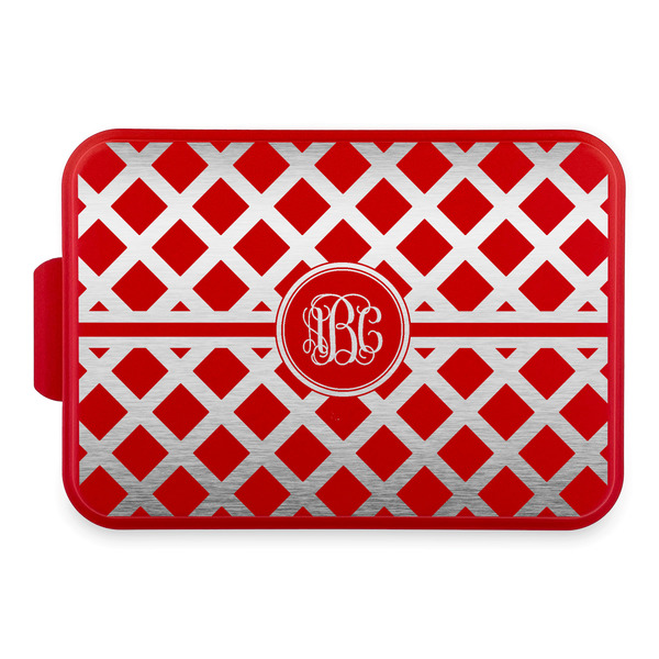 Custom Diamond Aluminum Baking Pan with Red Lid (Personalized)