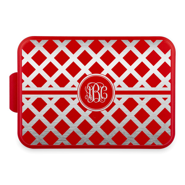 Custom Diamond Aluminum Baking Pan with Red Lid (Personalized)