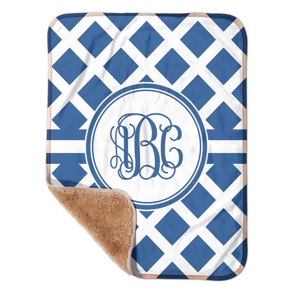 Custom Diamond Sherpa Baby Blanket - 30" x 40" w/ Monograms