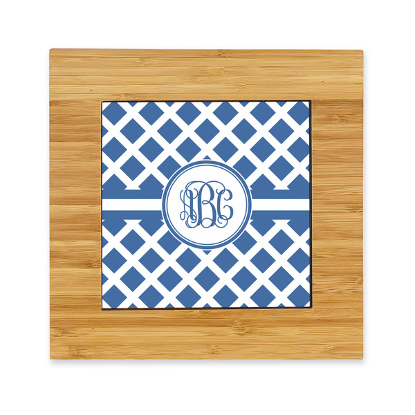 Custom Diamond Bamboo Trivet with Ceramic Tile Insert (Personalized)