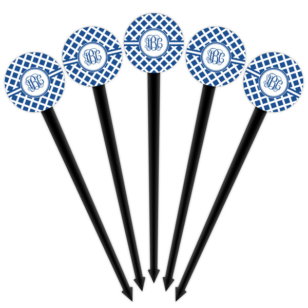 Diamond Black Plastic 4" Food Pick - Round - Fan View