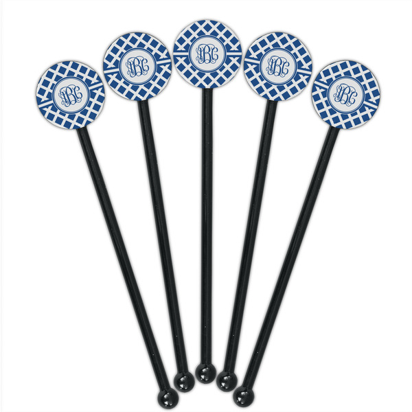 Diamond Black Plastic 5.5" Stir Stick - Round - Fan View