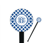 Diamond 7" Round Plastic Stir Sticks - Black - Single Sided (Personalized)