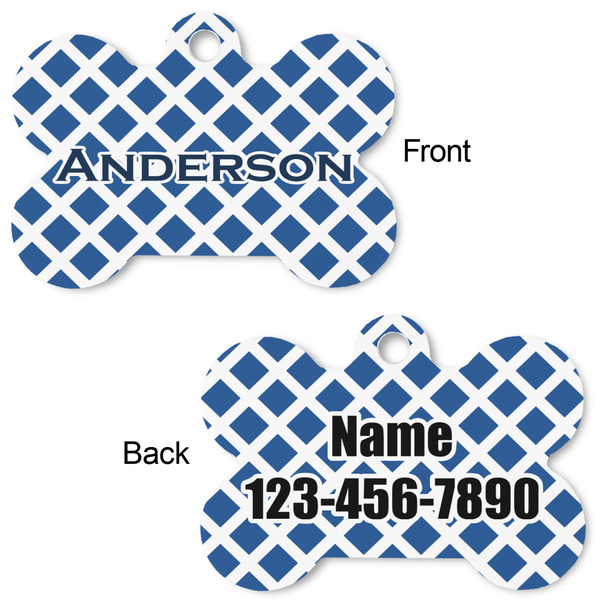 Diamond Bone Shaped Dog Tag - Front & Back