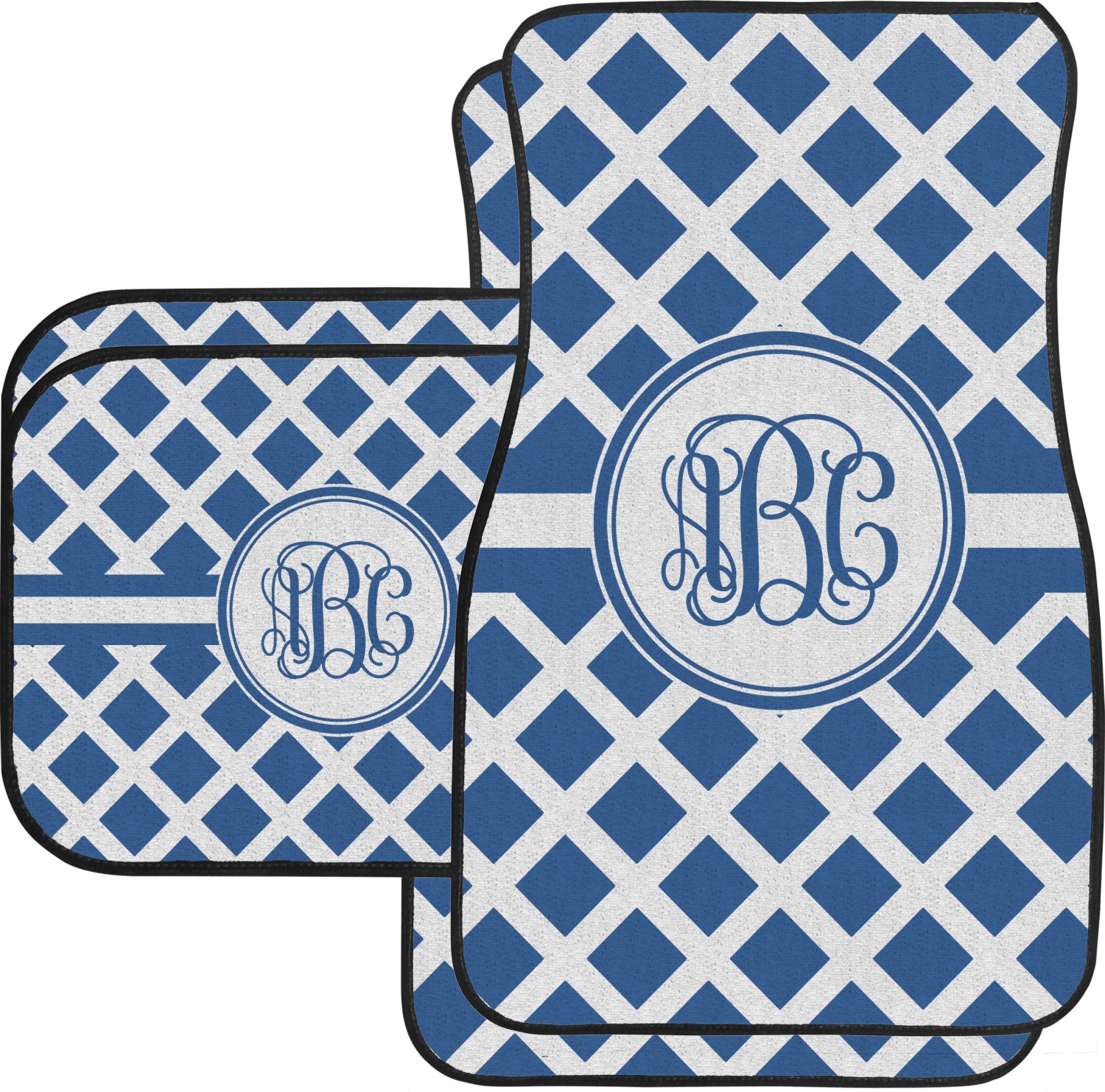 Custom Diamond Car Floor Mats Set 2 Front & 2 Back (Personalized
