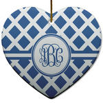 Diamond Heart Ceramic Ornament w/ Monogram