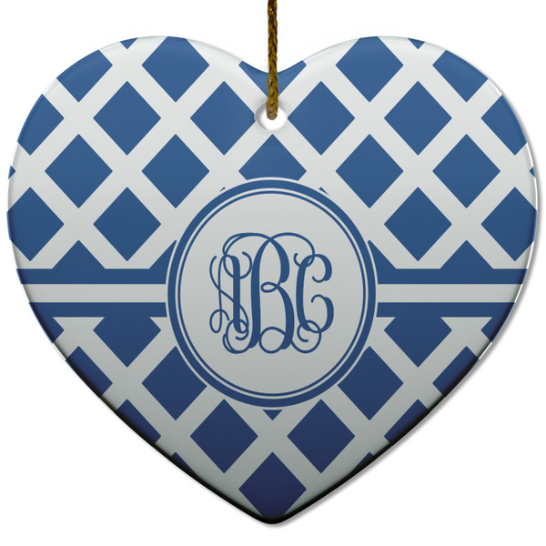 Diamond Ceramic Flat Ornament - Heart (Front)