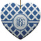Diamond Heart Ceramic Ornament w/ Monogram