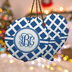 Diamond Ceramic Ornament w/ Monogram