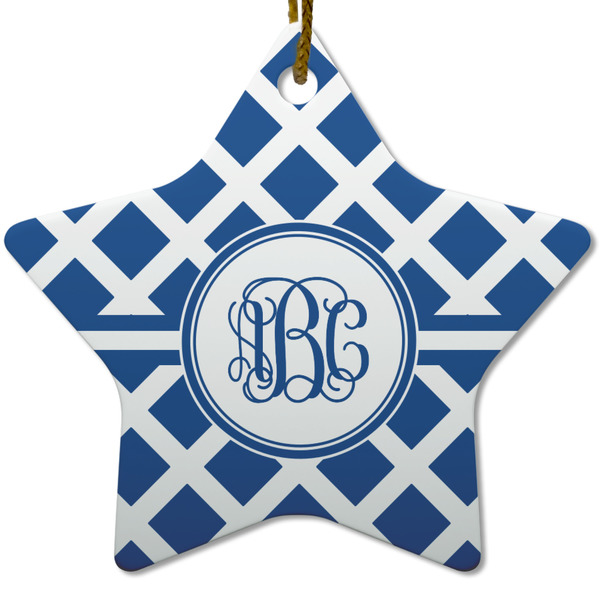 Custom Diamond Star Ceramic Ornament w/ Monogram