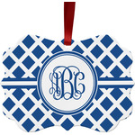 Diamond Metal Frame Ornament - Double Sided w/ Monogram