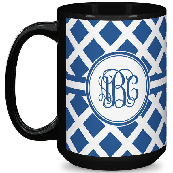 Custom Diamond 15 Oz Coffee Mug - Black (Personalized)