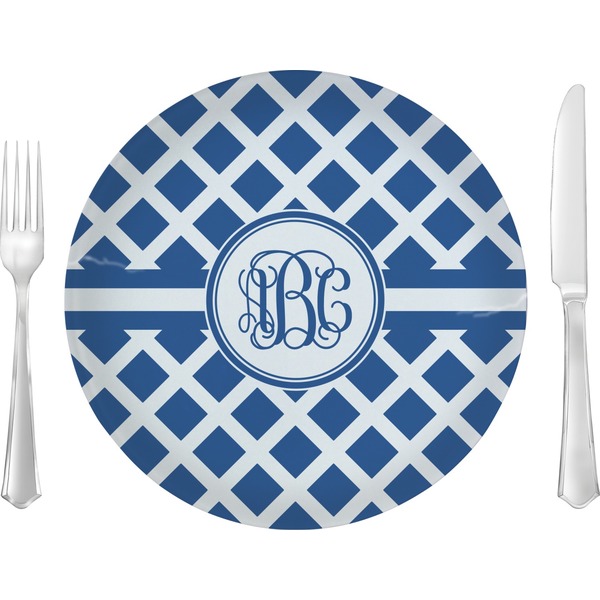 Custom Diamond 10" Glass Lunch / Dinner Plates - Single or Set (Personalized)
