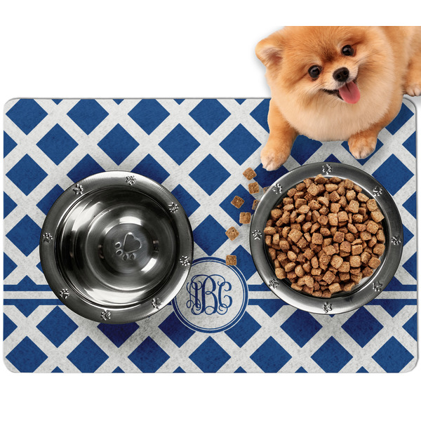 Custom Diamond Dog Food Mat - Small w/ Monogram