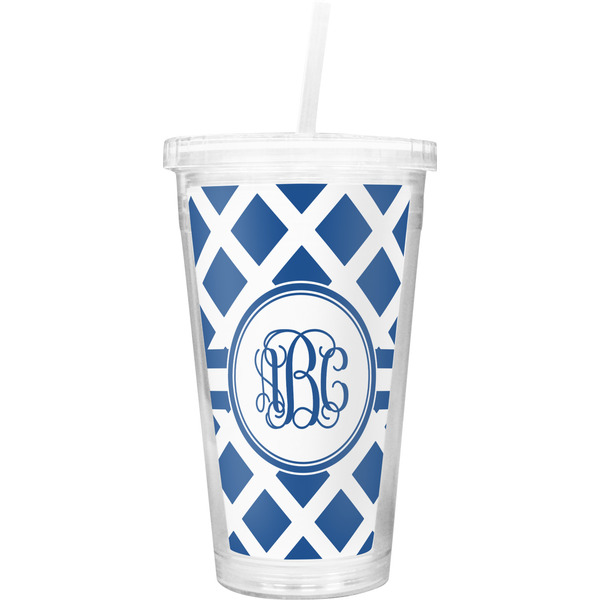 Custom Diamond Double Wall Tumbler with Straw (Personalized)
