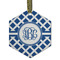 Diamond Flat Glass Ornament - Hexagon w/ Monogram