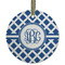 Diamond Flat Glass Ornament - Round w/ Monogram