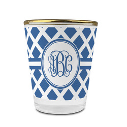 Diamond Glass Shot Glass - 1.5 oz - with Gold Rim - Set of 4 (Personalized)