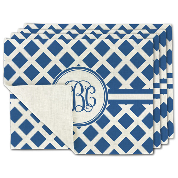 Custom Diamond Single-Sided Linen Placemat - Set of 4 w/ Monogram
