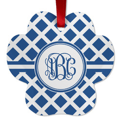 Diamond Metal Paw Ornament - Double Sided w/ Monogram