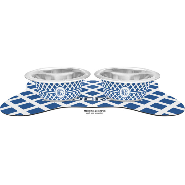 Diamond Metal Pet Bowls - On Dog Bone Shaped Mat