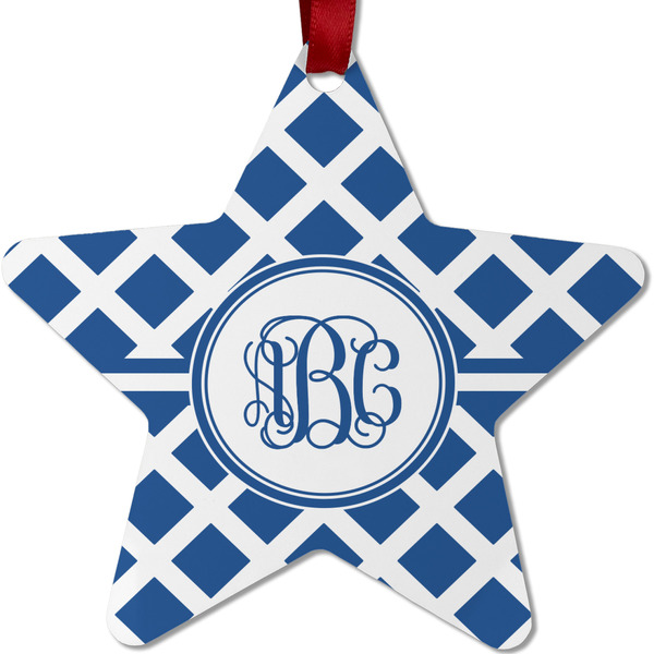 Custom Diamond Metal Star Ornament - Double Sided w/ Monogram