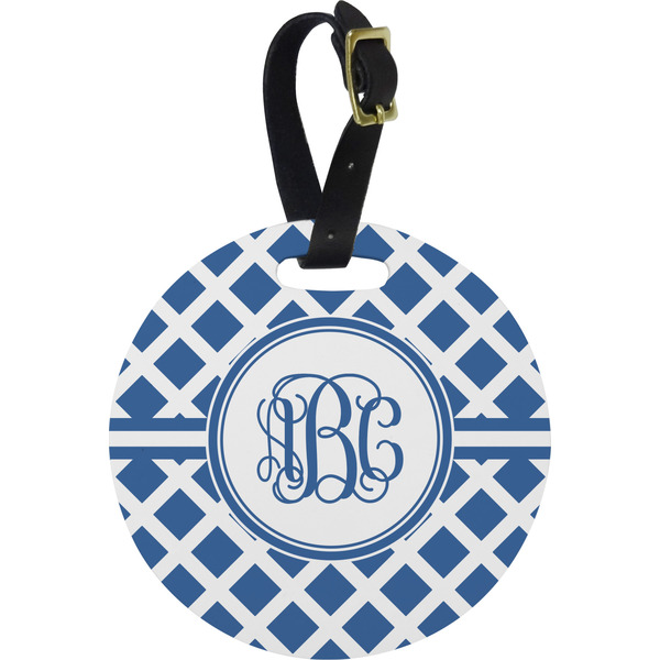 Custom Diamond Plastic Luggage Tag - Round (Personalized)