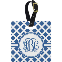 Diamond Plastic Luggage Tag - Square w/ Monogram