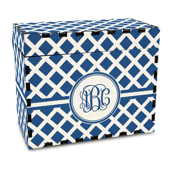 Custom Diamond Wood Recipe Box - Full Color Print (Personalized)