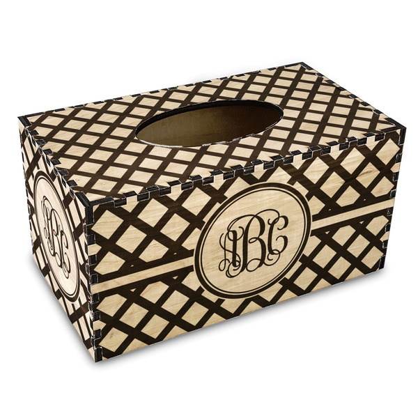 Custom Diamond Wood Tissue Box Cover - Rectangle (Personalized)