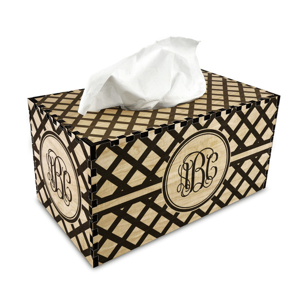 Diamond Rectangle Tissue Box Covers - Wood - with tissue