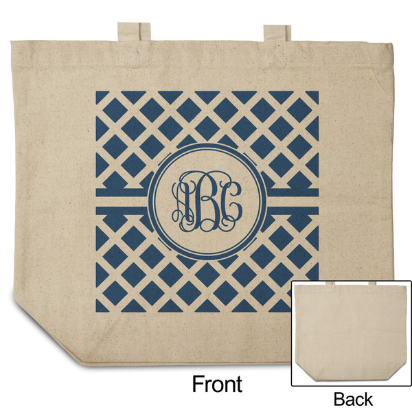 Diamond Reusable Cotton Grocery Bag - Front & Back View