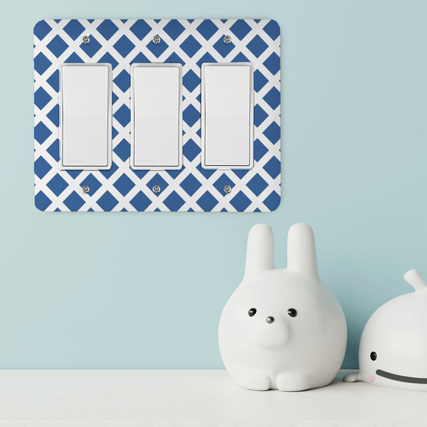 Diamond Rocker Light Switch Covers - Triple - IN CONTEXT