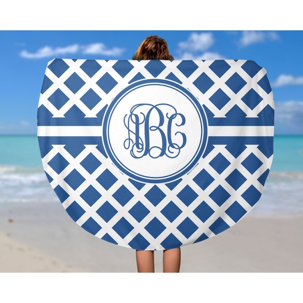 Diamond Round Beach Towel - In Use