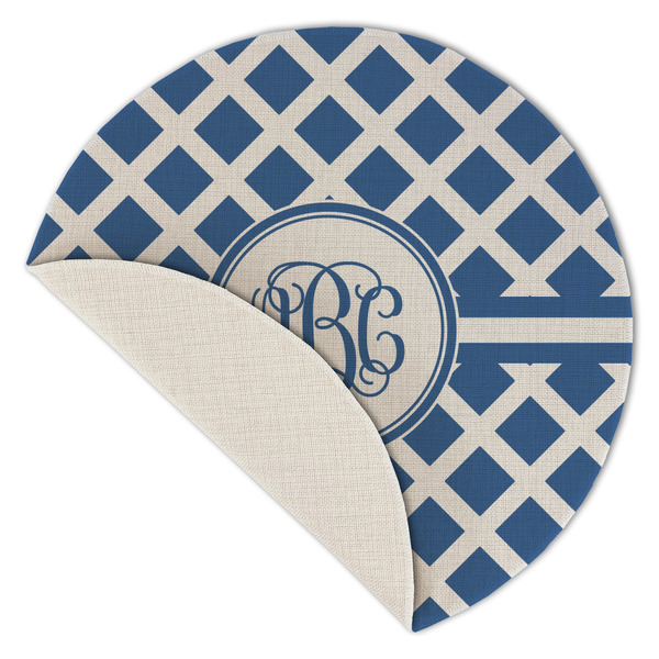 Diamond Round Linen Placemats - Front (folded corner single sided)
